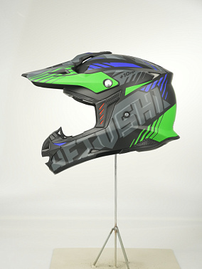 Шлем кроссовый HETOSHI OF836 EXOSS CROSS PRO MX289 цв.Черно-сине-зеленый Матовый р.L